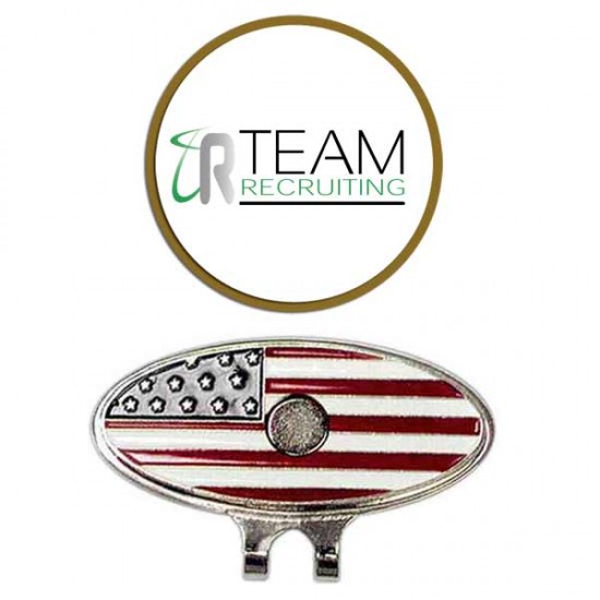 Custom Logo Usa Flag Oval Hat Clip With Full Color Dome Golf Marker ized Logo